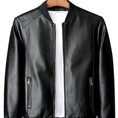 Men's Casual PU Leather Zipper Jacket
