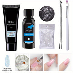 5 Nail Art Extension Glue Set with Brush, Pusher & Tips