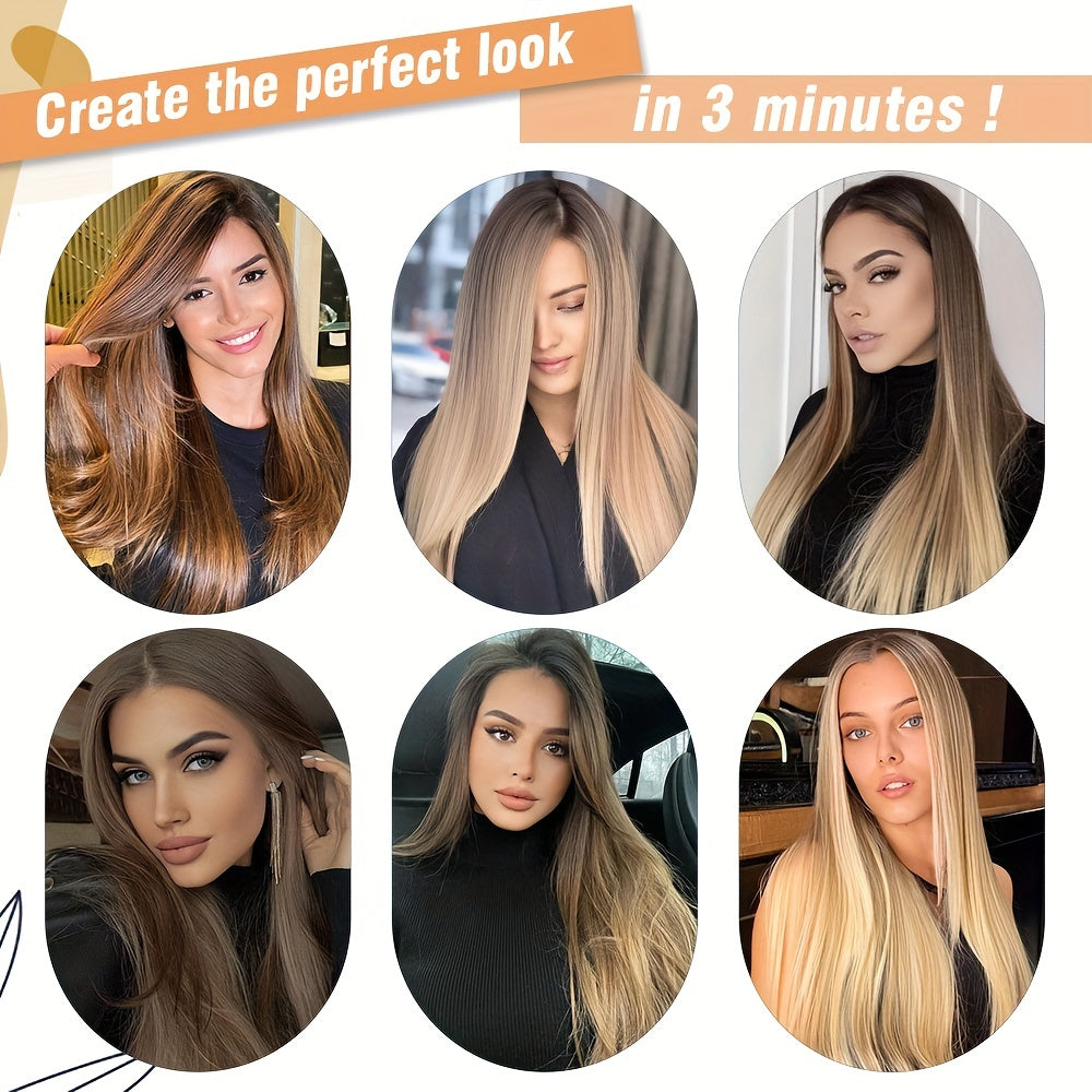 Long Straight Clip In Hair Extensions Synthetic Hair Pieces Natural Look