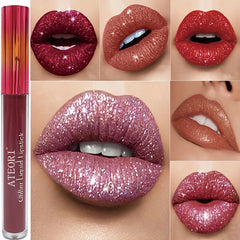 15-Piece Matte & Glitter Lip Set - Dark Red, Pink, Purple Sparkle Shades