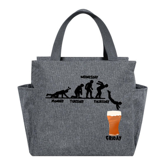 Cheering Friday Beer Insulated Lunch Bag Canvas Cooler Tote for Office School