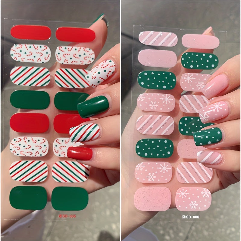 Christmas Nail Art Stickers Santa Reindeer Snowflakes Tree Designs Self Adhesi