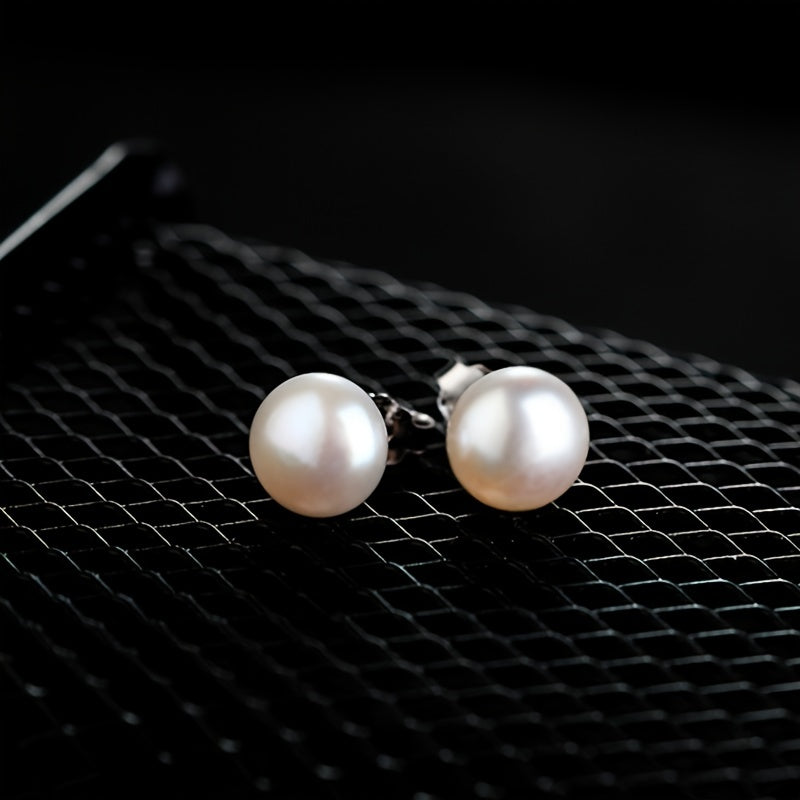 Freshwater Pearl Earrings 925 Silver Ear Studs Jewelry for Women