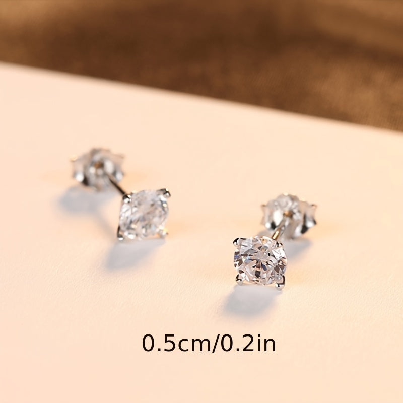 3pcs 925 Silver Stud Earrings Set For Women 4mm 5mm 6mm Gift