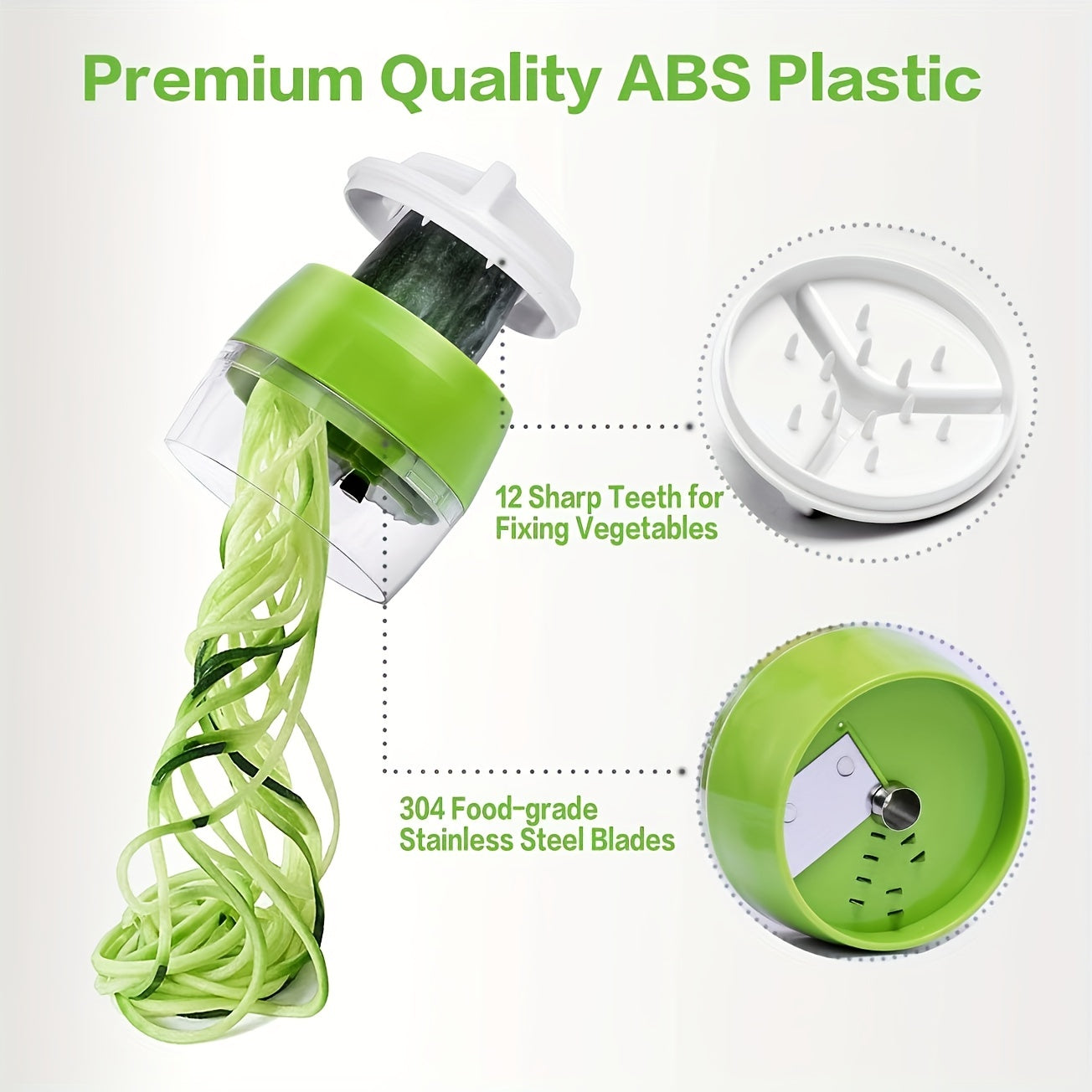 4in1 Veggie Spiralizer Manual Zucchini Noodle Maker Multifunctional