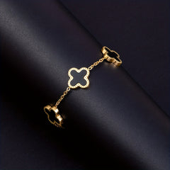 Lucky Clover Flower Pendant Necklace Gold Stainless Steel Adjustable Chain