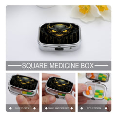 DUWOP2 1pc Medicine Box 2 compartment Decorative Metal Vitamin Organizer