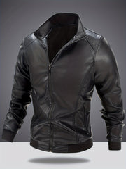 Men's Casual Zip Up Faux Leather Jacket