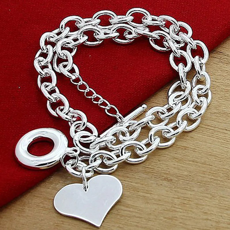 925 Silver Heart Pendant Necklaces For Women Wedding Jewelry