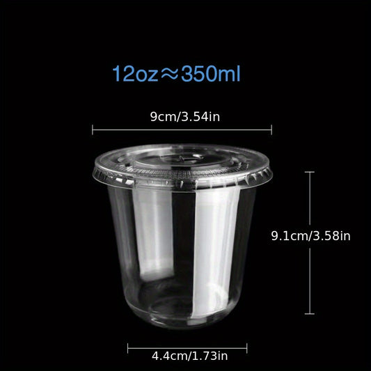 50 Disposable Plastic Cups & Lids for Drinks & Desserts Christmas Party