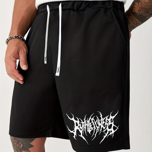 Men's Casual Solid Color Elastic Waist Drawstring Shorts for Summer