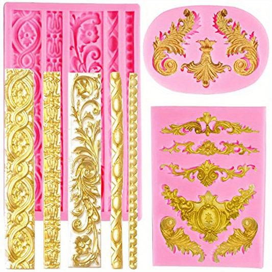 Baroque Scroll Relief Chocolate Molds 3D Silicone Molds