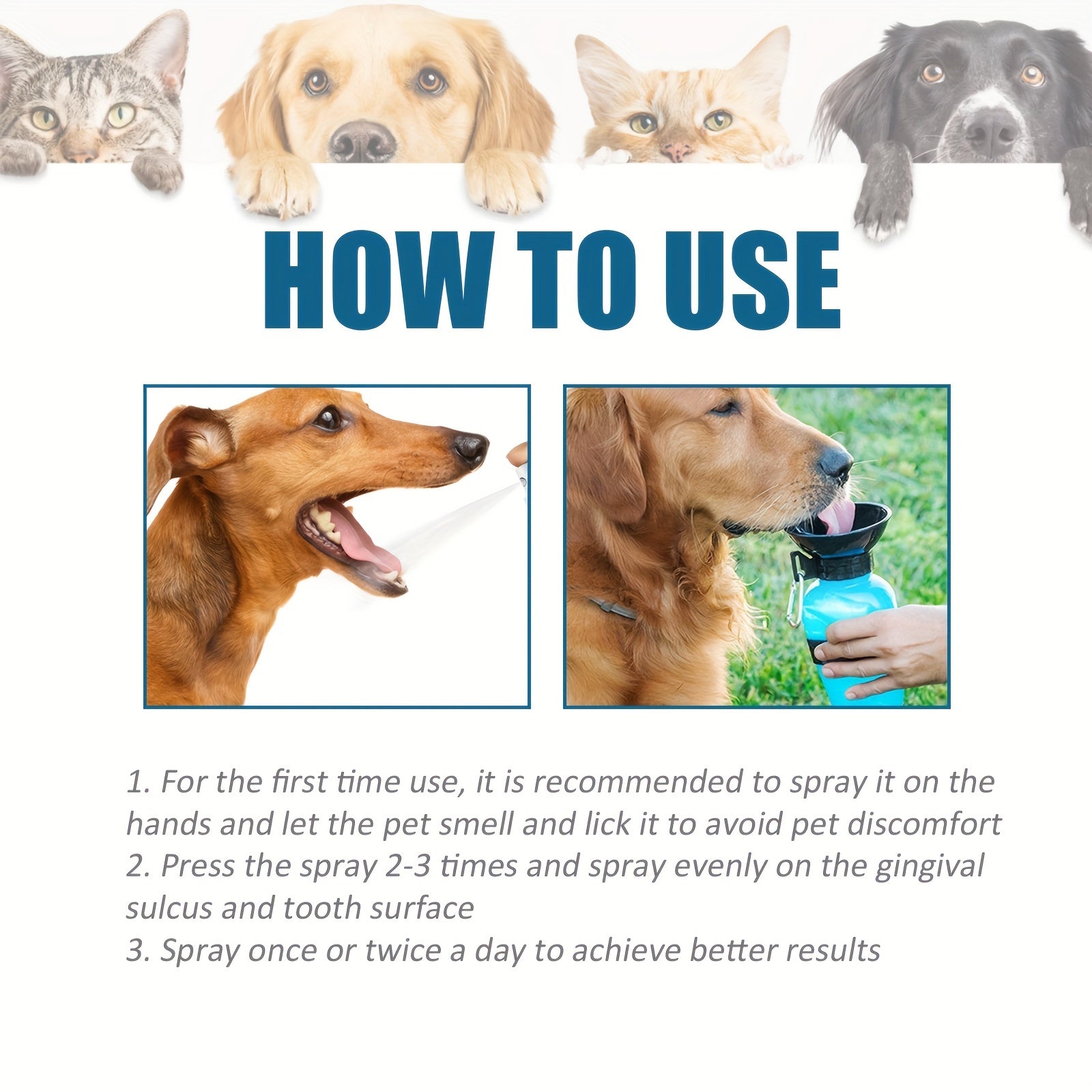 Pet Oral Cleaning Spray Dogs And Cats Tartar Removal Fresh Breath Care