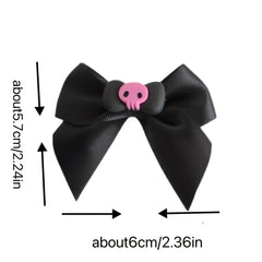 Skull Bow Hair Snap Clip Punk Pink Barrette Hair Accessories For Women