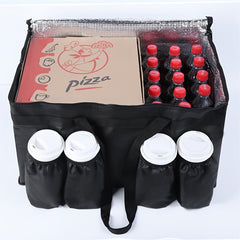 Large Insulated Food Transport Bag with Cup Holder and Beverage Bag