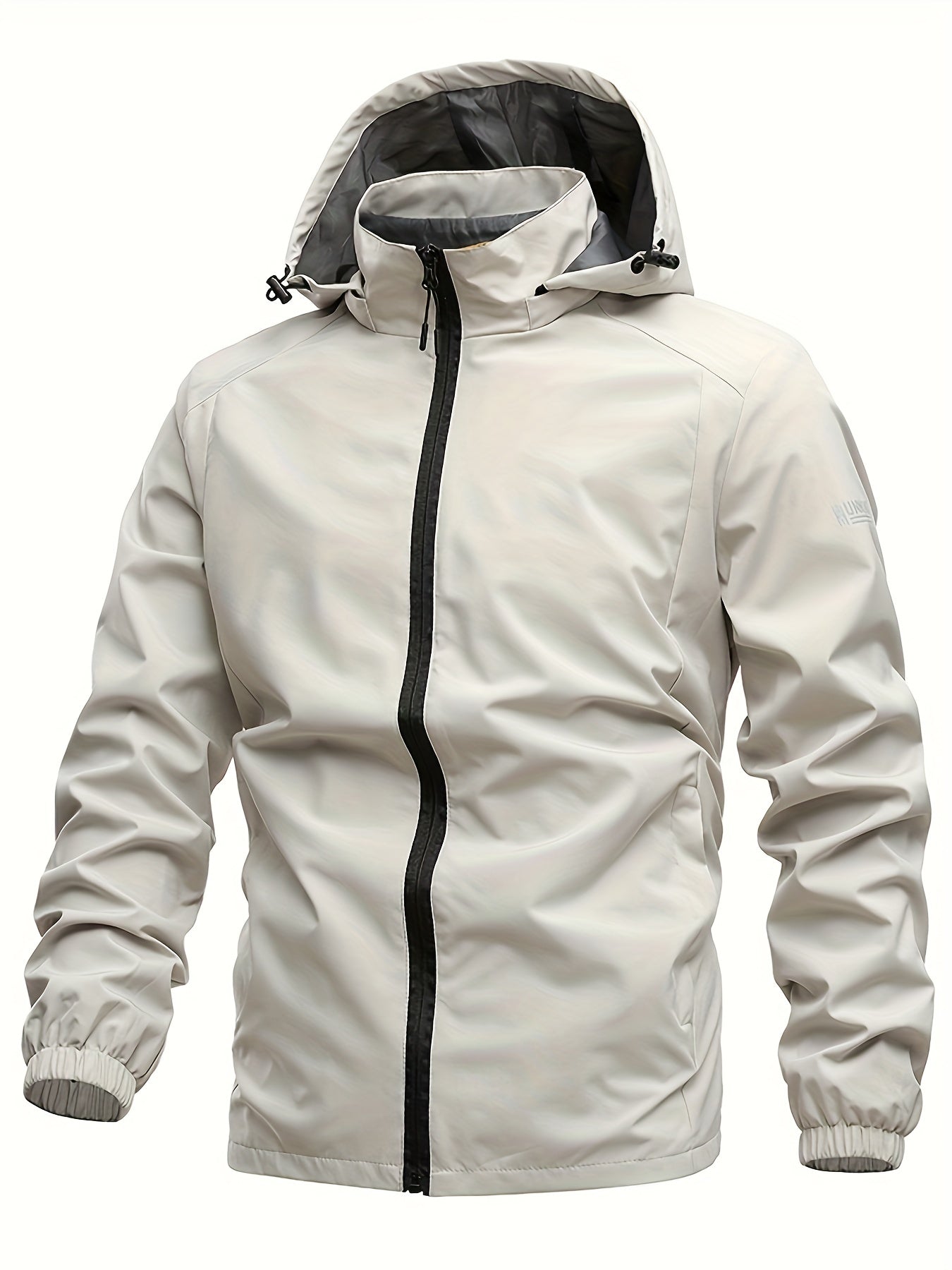 Men's Hooded Windbreaker Jacket Zip Up Stand Collar for Outdoor Activities