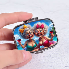 Grandma Pill Organizer Metal Dual Compartment 1pc