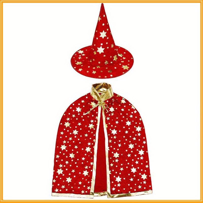 Kids Halloween Cosplay Cape & Hat Set