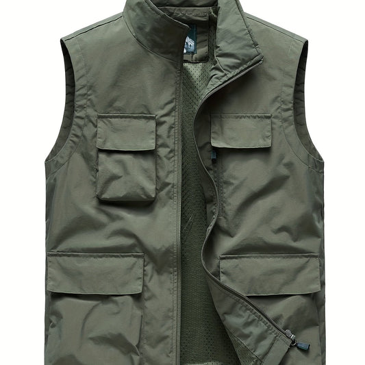 Men's Zipper Pockets Cargo Vest for Spring Summer