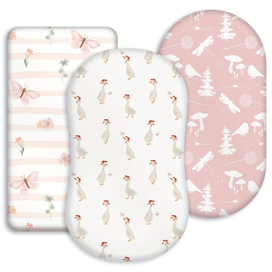 3 Pack Baby Crib Sheet Sets Ivory & Peach Animal Prints Microfiber Woven