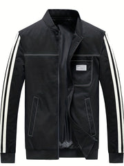 Men's Contrast Stitching Baseball Collar Jacket Coat