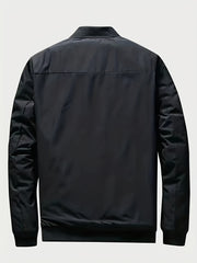 Men's Sherpa Lined Stand Collar Jacket with Zipper