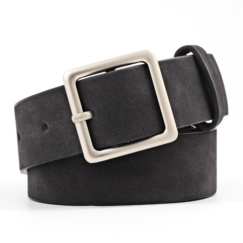 Square Metal Pin Buckle Women Leather Belt for Jeans