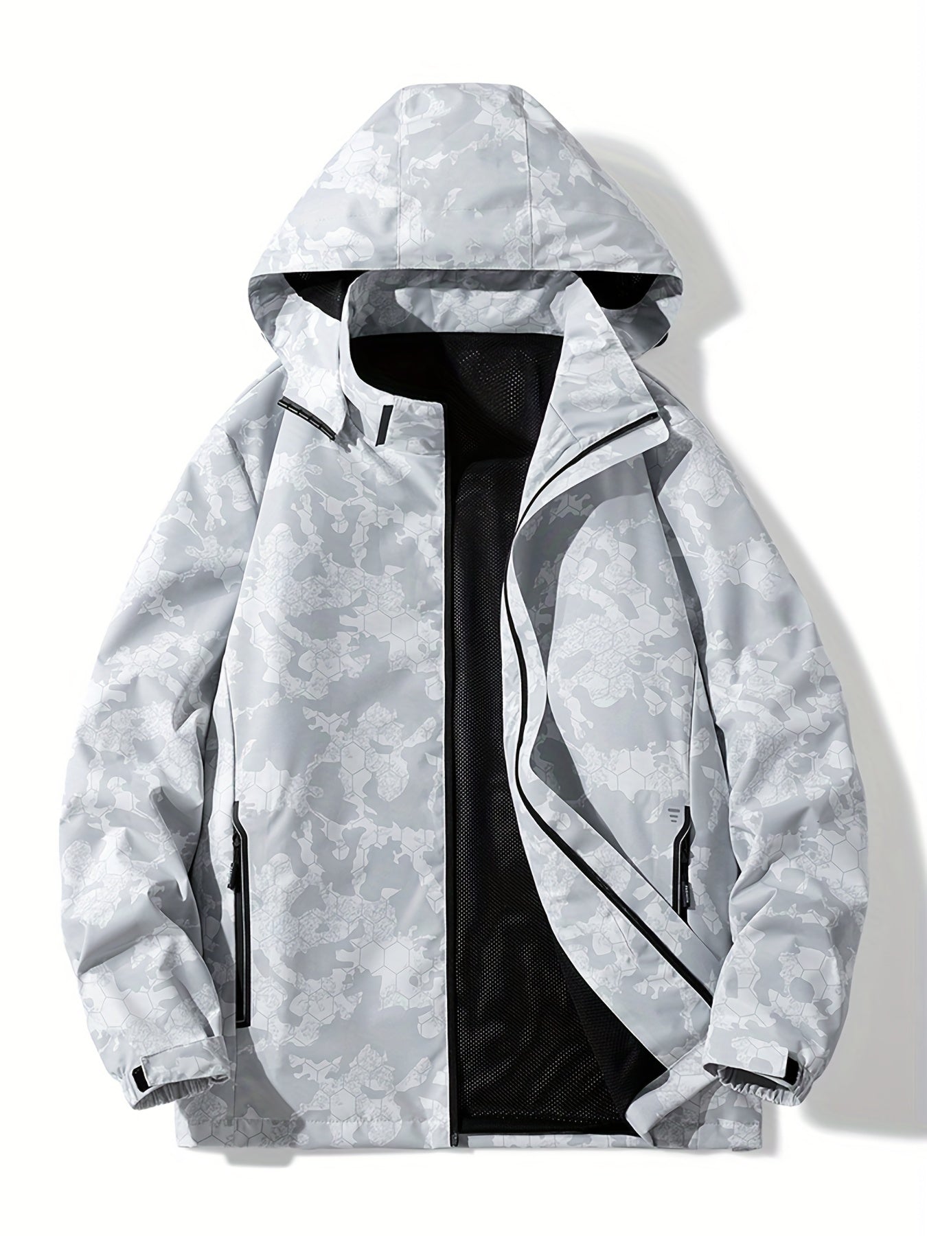 Detachable Hood Waterproof Camo Pattern Men's Jacket