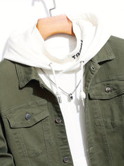 Contrast Stitching Denim Jacket Men's Casual Button Up Jacket