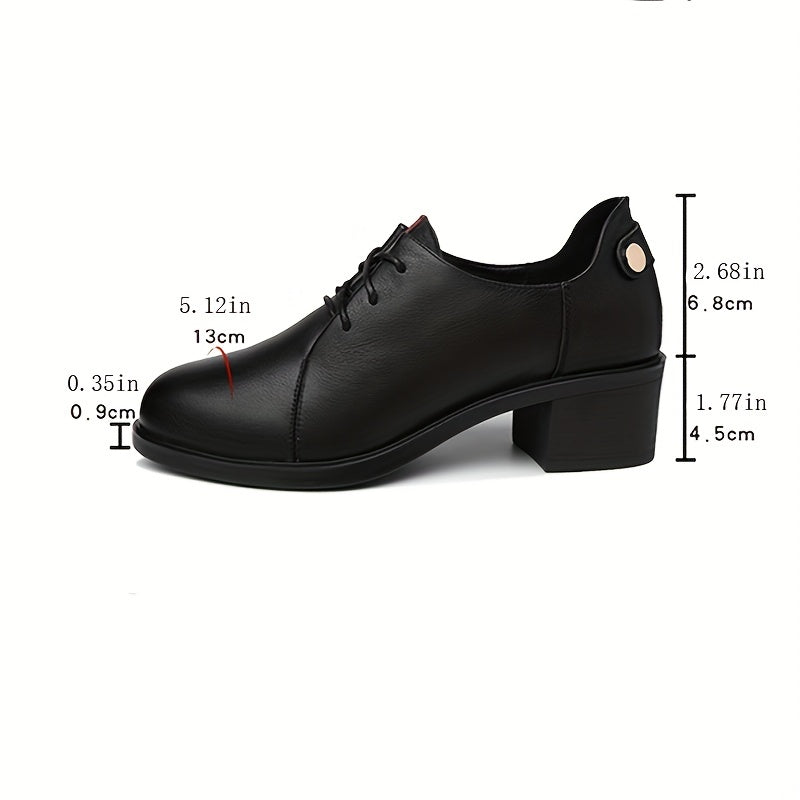 Women's Block Heel Pumps Lace-Up Office Business Mid Heels