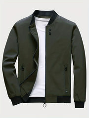 Men's Casual Zipper Pockets Zip Up Jacket