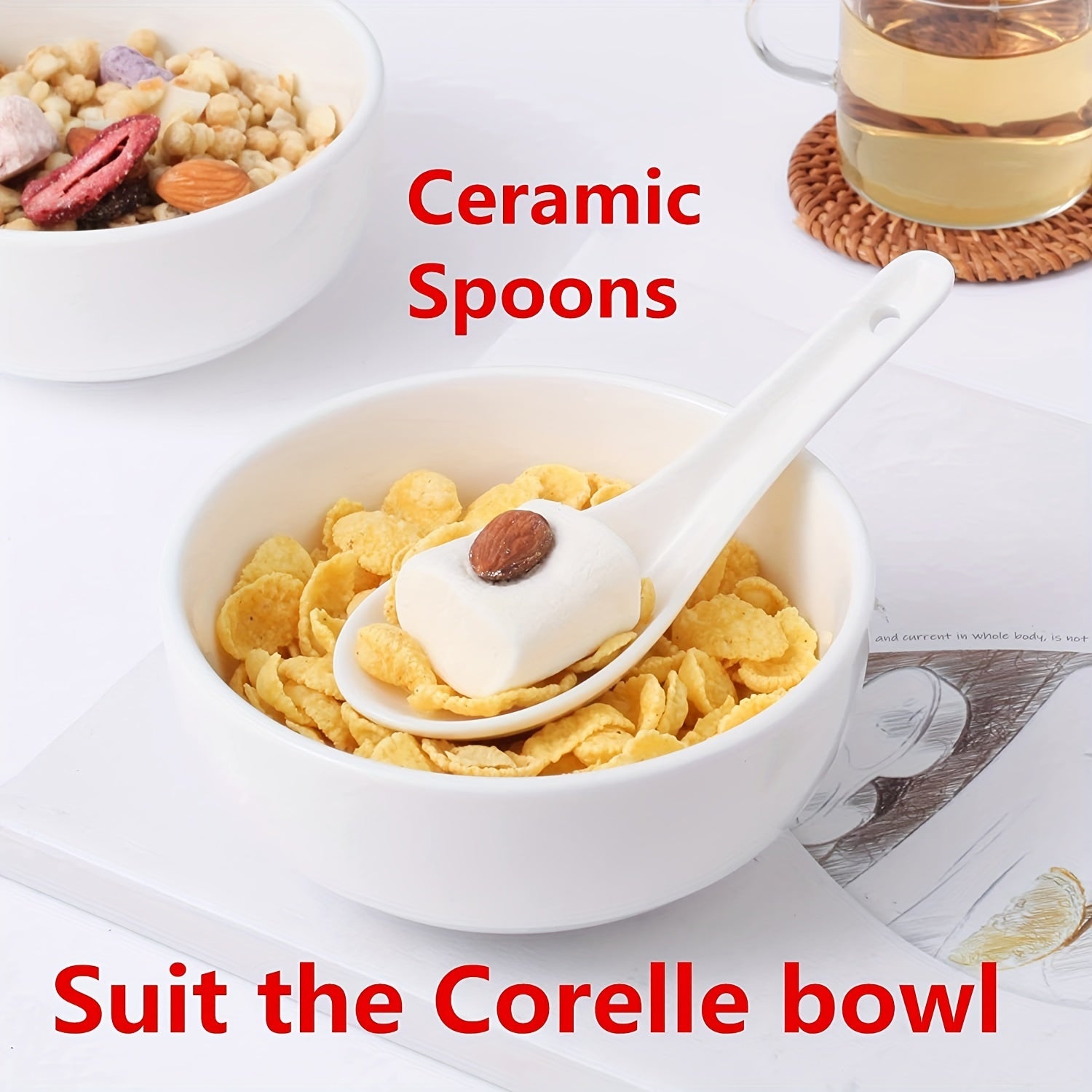 12pcs Ceramic Soup Spoon Modern Dessert Tableware Restaurant Home