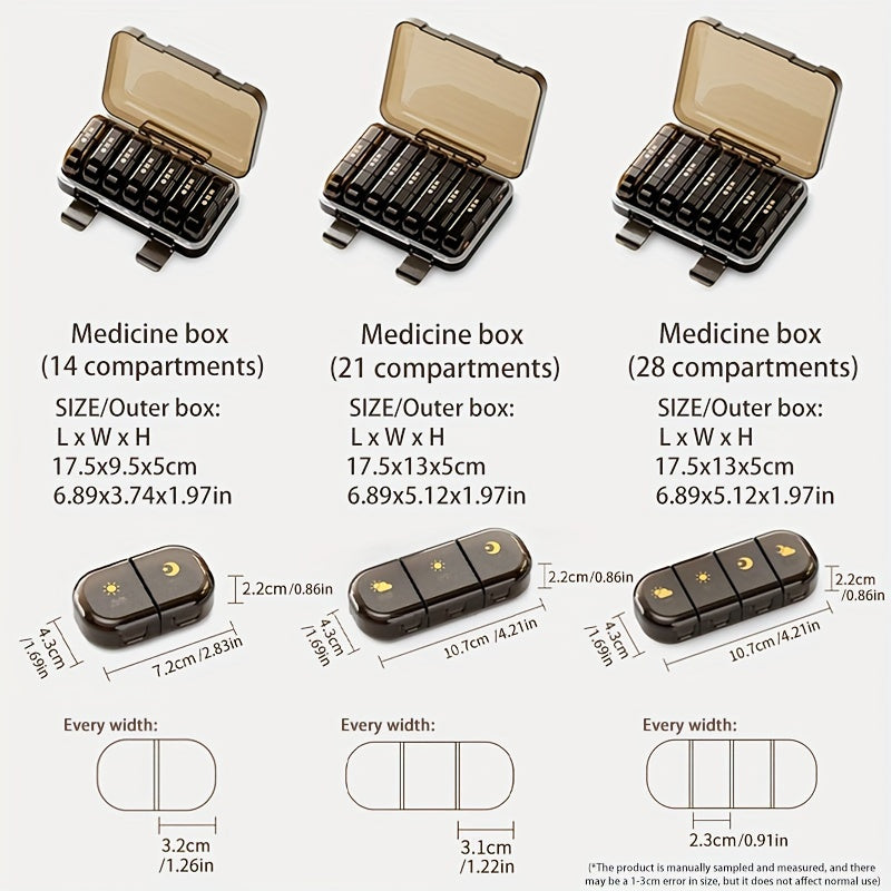 Portable Weekly Pill Organizer with Morning Afternoon Evening Compartments