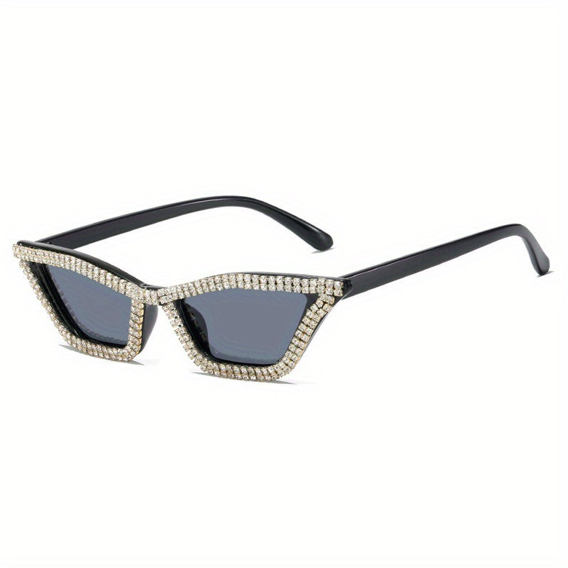 Girl's Rhinestone Inlaid Sunglasses Triangular Cat Eye Sunglasses