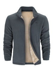 Casual Fleece Jacket Men's Comfortable Zip Up Coat For Winter