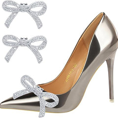 Rhinestone Shoe Bow Clip On Decor for Women Flats Heels Loafers