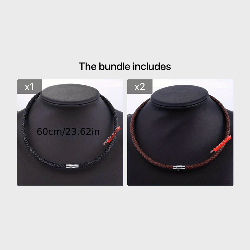 Braided Leather Cord Necklace with Magnet Clasp