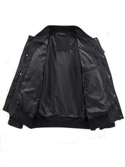 Men's Skull Print Baseball Jackets Solid Jacket Thermal Outerwear