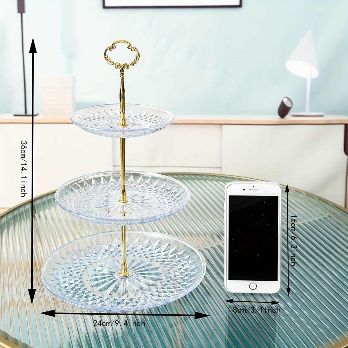 Clear 3 Tier Cupcake Stand Candy Snack Cake Platter Tea Party Serving Tray