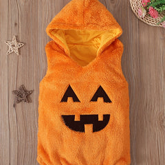 Pumpkin Pattern Hooded Onesie Romper Halloween Party Holiday Cosplay Bodysuit