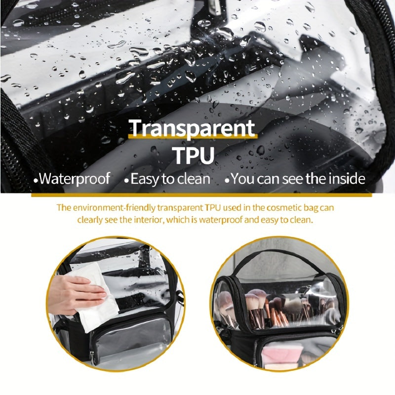 Makeup Brush Holder Case Clear Waterproof Organizer Bag