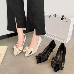 Women's Bowknot High Heels Pointed Toe Slip On Stiletto Heels