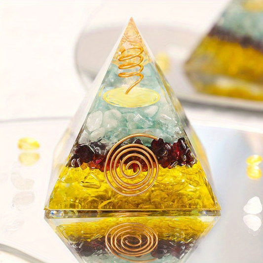 Colorful Vintage Pyramid Crystal Crushed Stone Ornament
