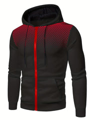 Men's Contrast Hooded Jacket Zip Coat Autumn Winter