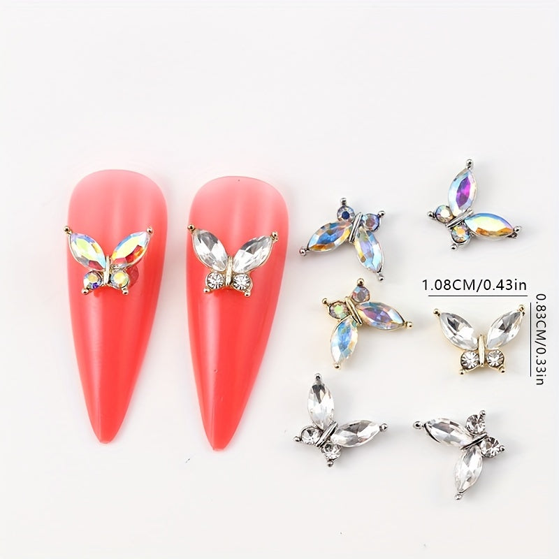 10 pcs 3D Butterfly Nail Charms for Acrylic Nails Metallic Butterflies