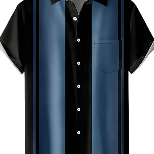 Stripe Print Men's Short Sleeve Shirt