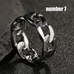 European American Men's Twist Ring Cuban Chain Ring Hip Hop Couple Ring
