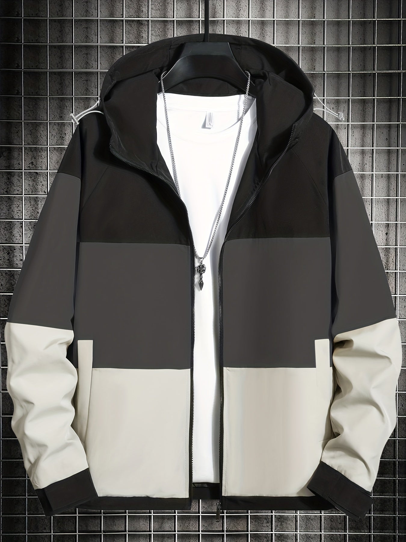 Men's Hooded Windbreaker Jacket Zipper Hooded Coat