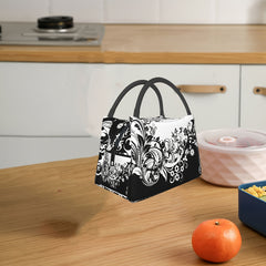 Floral Lunch Bag Reusable Portable Cooler with Watercolor Floral Print