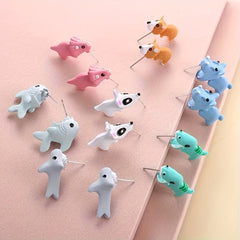 Animal Cartoon Stud Earrings Funny Bite Ear Piercing Jewelry
